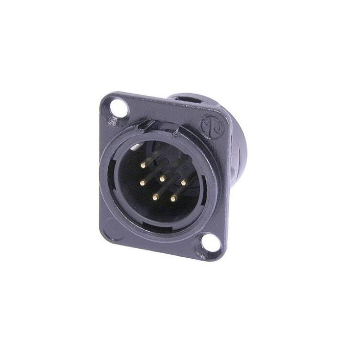 Neutrik 6P XLR Chassisstik - Han, Sort