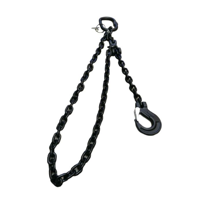 Kædesling - 1T, 2 Meter, med Ring/Krog, Sort
