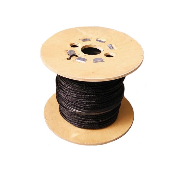Wire Rope Galvaniseret Sort, 2mm