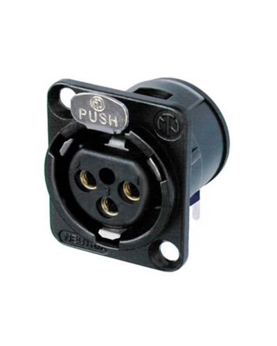 Neutrik NC3FD-H-B 3P XLR Chassisstik - Hun, Sort, Guldkontakter