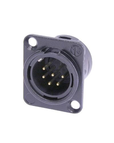 Neutrik 6P XLR Chassisstik - Han, Sort