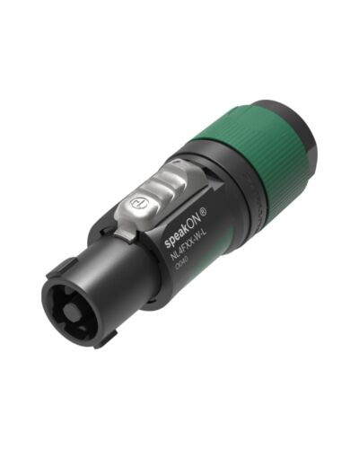 Neutrik NL4FXX-W-L 4P speakON Kabelstik, Hun Sort/Grøn, Ø10-16mm