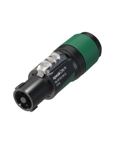 Neutrik NL4FXX-W-S 4P speakON Kabelstik, Hun Sort/Grøn, Ø6-12mm
