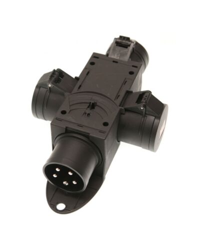 Kompaktforgrener Sort - 32A, 1x 5P CEE --> 3x 3P CEE