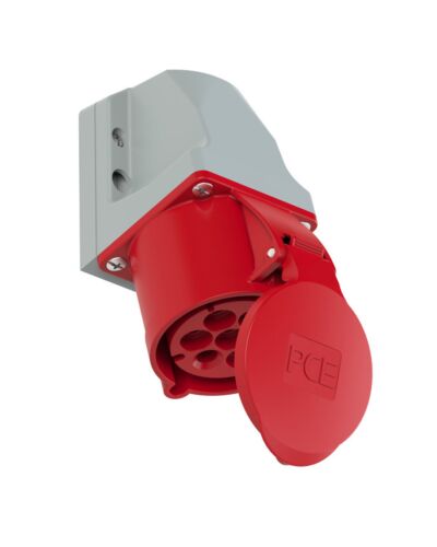 7P CEE Stik - 32A, Hun, Rød, IP44, 70mm, Vægmonteret