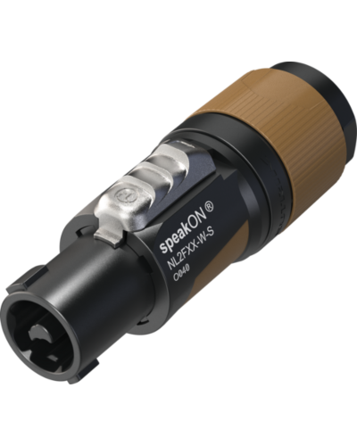 Neutrik NL2FXX-W-S 2P speakON Kabelstik, Hun Sort/Brun, Ø6-12mm