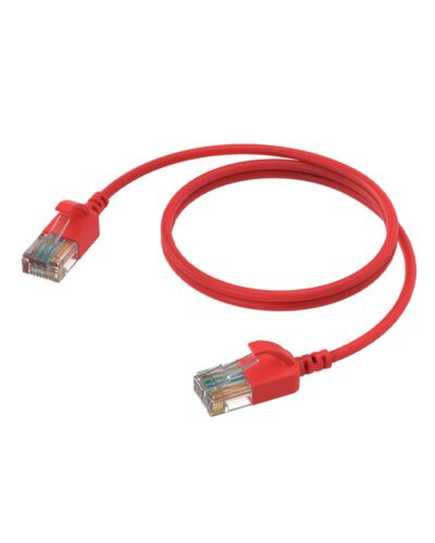 PROCAB CSD560 Netværkskabel Slimline CAT6A, RJ45, U/UTP, Rød, Flere Længder