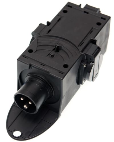 Kompaktforgrener - 16A, 1x 3P CEE til 3x DK m/ jord, Sort