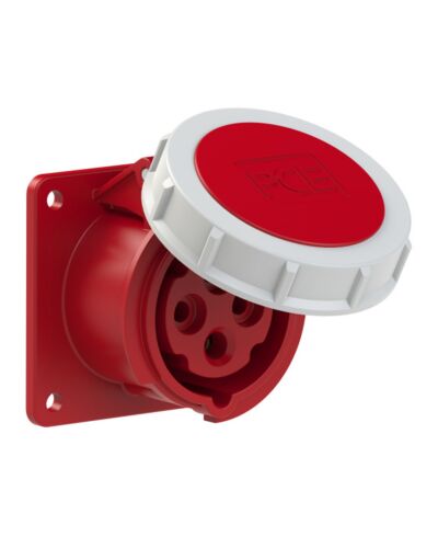 4P CEE Chassis - 16A, Hun, Rød, 75x75mm