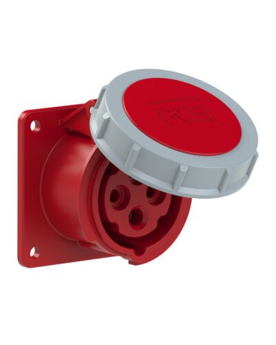 4P CEE Chassis - 16A, Hun, Rød, 75x75mm, Turbo Terminal