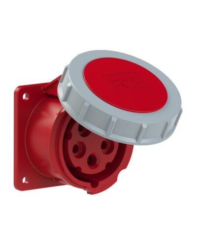 5P CEE Chassis - 16A, Hun, Rød, 75x75mm, Turbo Terminal