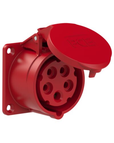 5P CEE Chassis - 16A, Hun, Rød, 70 x 70mm