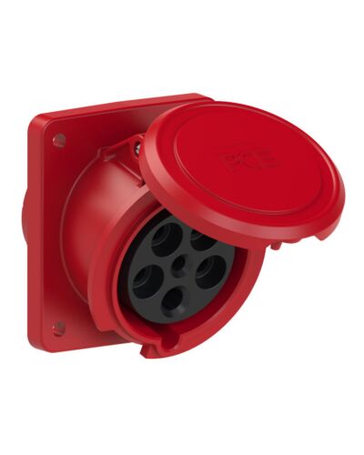 5P CEE Chassis - 63A, Hun, Rød/Sort, 100 x 112 mm.