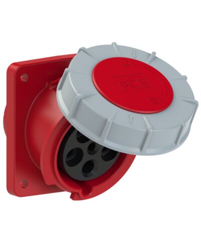 5P CEE Chassis - 63A, Hun, Rød, skrå flange 100 x 112mm