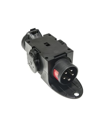 Kompaktforgrener 16A 1x5P CEE -> 1x5P CEE + 2x Schuko, Sort