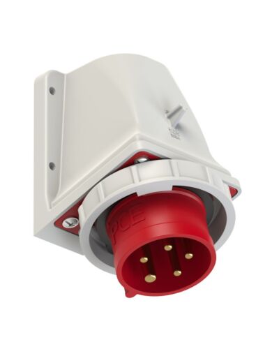5P CEE Stik til vægmontering - 16A, Han, Rød, IP67