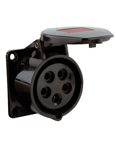 5P CEE Chassis - 16A, Hun, Sort, 70 x 70mm