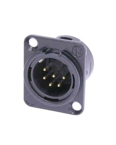 Neutrik 6P XLR Chassisstik - Han, Sort