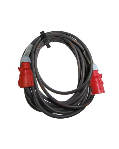 5P CEE Kraftkabel - 32A - Sort med Røde CEE stik - 5x6mm²