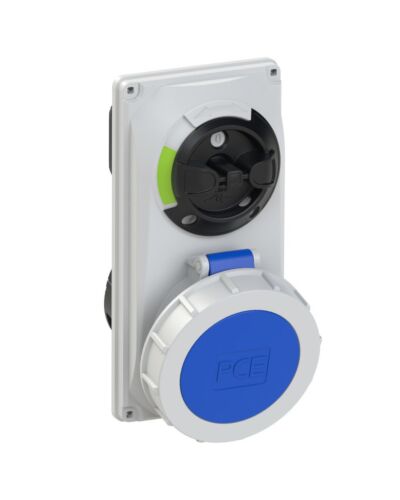 3P CEE Stikkontakt Kompakt Chassis - 32A, Hun, 230V, Blå, IP67