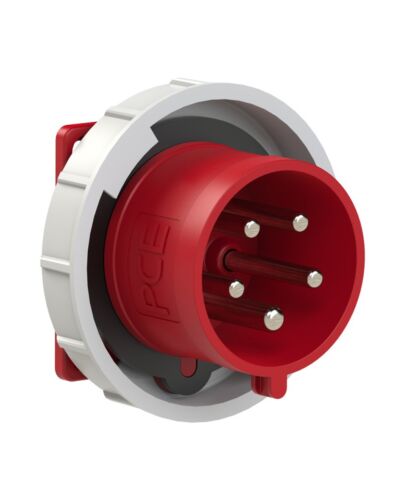 5P CEE Stik - 32A, Han, Chassis, IP67,  Rød, 75 x 75mm
