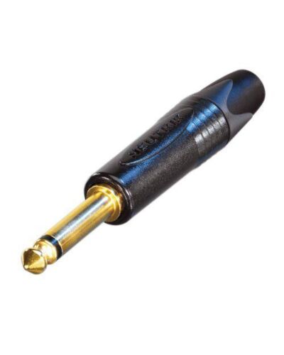 Neutrik NP2X-B Jackstik Mono Han, Sort/guld, 1/4, 6,3mm