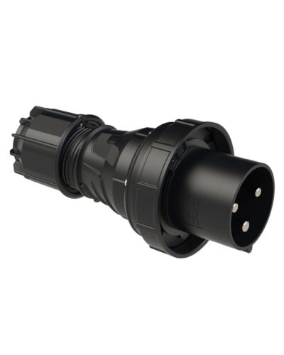 3P CEE Stik - 125A, Han, Sort, IP67, POWER TWIST