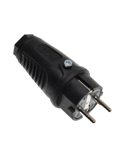 PCE 3 polet Schuko stik han for kabel, 16A, Sort
