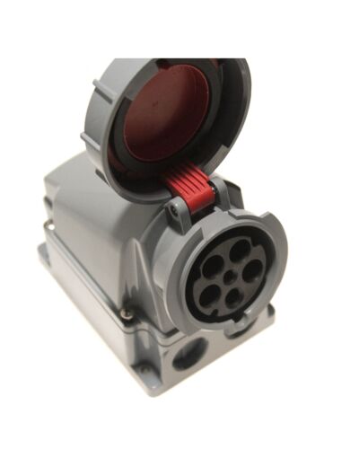 5P CEE stik til vægmontering - Hun, 63A, Rød