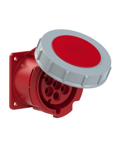 7P CEE Stik - 32A, Hun, Rød, IP67, 75x75mm, Chassis