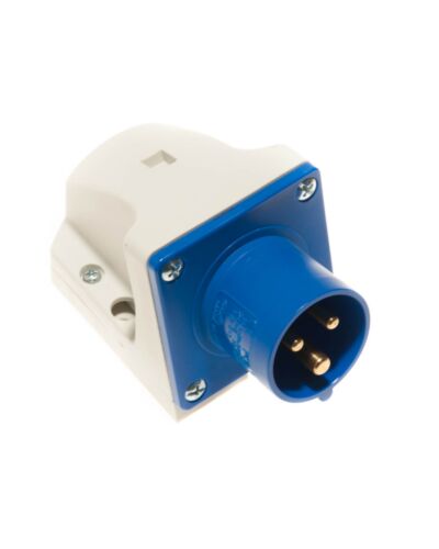 3P CEE Stik til vægmontering - 16A, Han, Blå