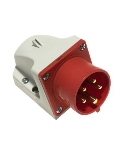 5P CEE Stik til vægmontering - 16A, Han, Rød