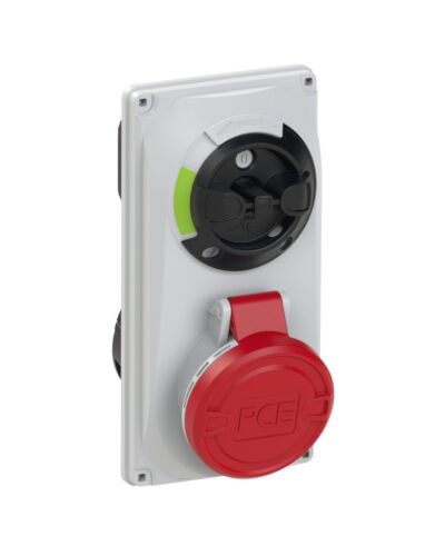 4P CEE Stikkontakt Kompakt Chassis - 16A, Hun, 400V, Rød, IP54