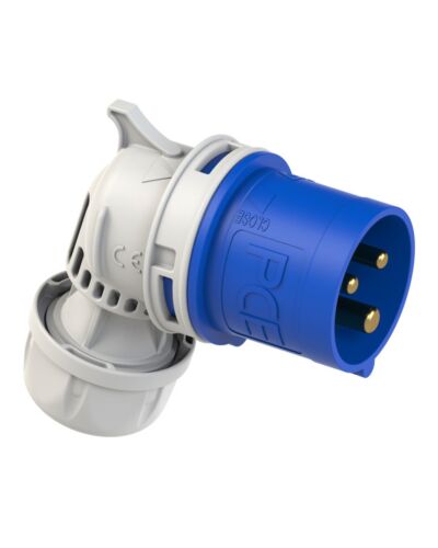 3P CEE Stik - 16A, Han, Blå, IP44, Vinkel