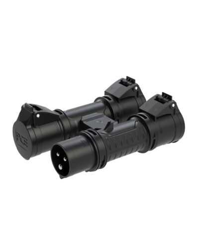 PCE H-Forgrener, CEE 16A, 1x3P -> 3x3P, Sort