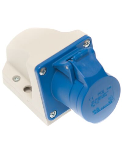 3P CEE stik til vægmontering - 16A, Hun, blå