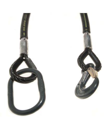 Wire Rope - 1T, 2 Meter, PVC, Sort Ring & Krog