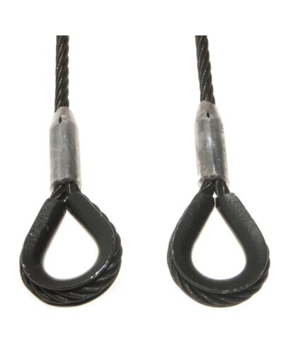 Wire Rope - 1,25T, 2 Meter, Med Kovs, Sort