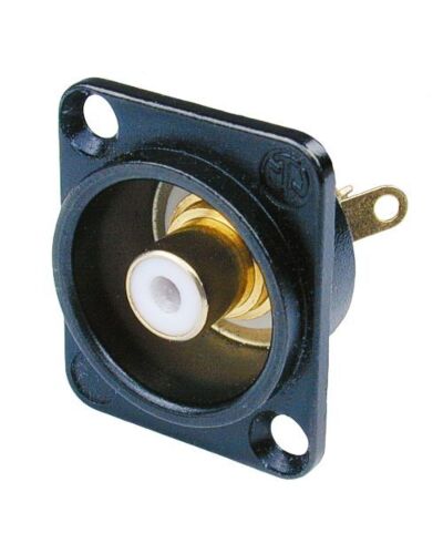 Neutrik NF2D-B-9 Phono Chassis, hvid, Hun, Sort hus