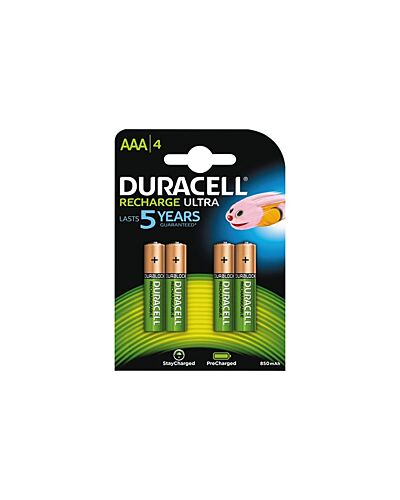 4 x AAA Genopladelige Batterier NIMH 900 mAh fra Duracell