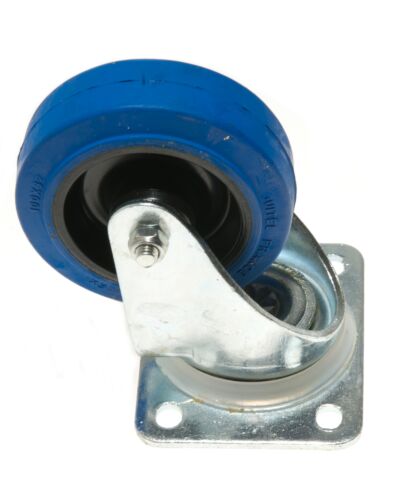 Hjul 100mm Blå Drejelig med Plade