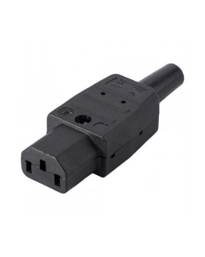 IEC - C13 3P Hun Stik F/Kabel Sort M/J 10A