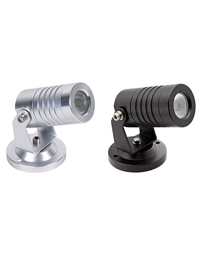 PROLED Spot Light, 1 x 2 Watt Mono, 2W Warm/Cold White, Sort/Sølv, IP65, 24V, 15/30°