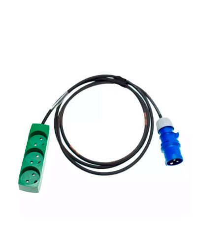 Adaptor CEE Han Blå -> DK/J 3 Stik LK - Flere Længder