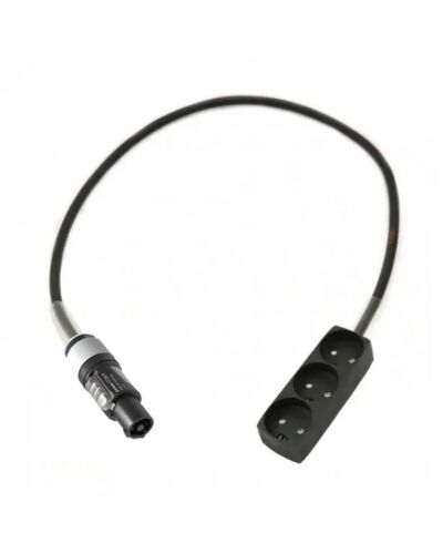 Adaptor powerCON grå -> DK/J 3 Stikdåse, 1 meter