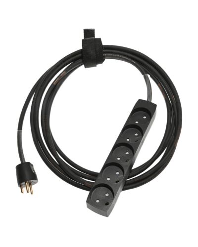 DK 3P 5-Stikdåse i sort M/J Med Ledning