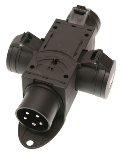 Kompaktforgrener - 32A, 1x 5P CEE --> 3x 5P CEE, Sort