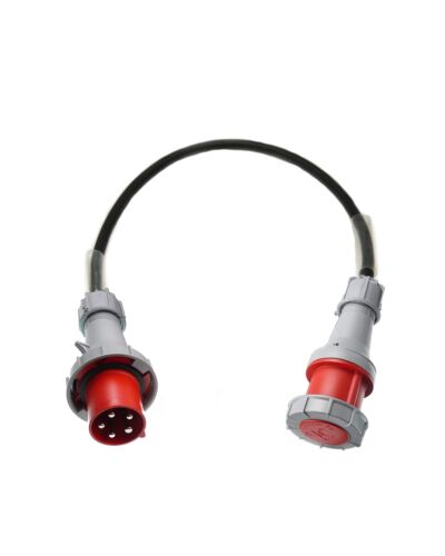 1 meter Adaptor CEE 63A 5 Pol Han -> 125A 5 Pol Hun, Røde stik