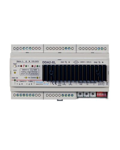 DMX Lysdæmper DDA2-XL 2CH, 2 x 1000W For DIN skinne montering 