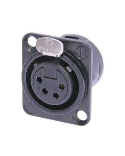 Neutrik 10NC4FD-L-B-1 4P XLR Chassisstik - Hun, Sort, Guldkontakter